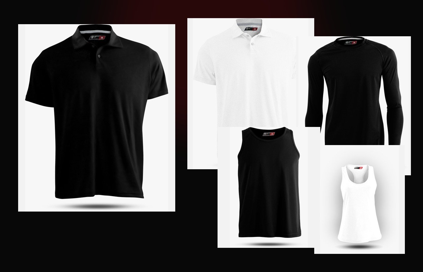 Colección Dri-Fit BogartMX en blanco y negro: polo, rashguard manga larga, tank top caballero y tank top dama